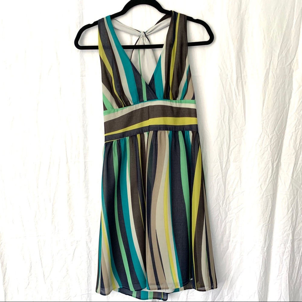 Banana Republic Stripe Chiffon Halter Empire Dress